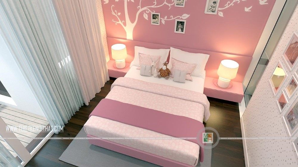 Thiết kế nội thất phòng ngủ cho bé gái biệt thự PARK CITY